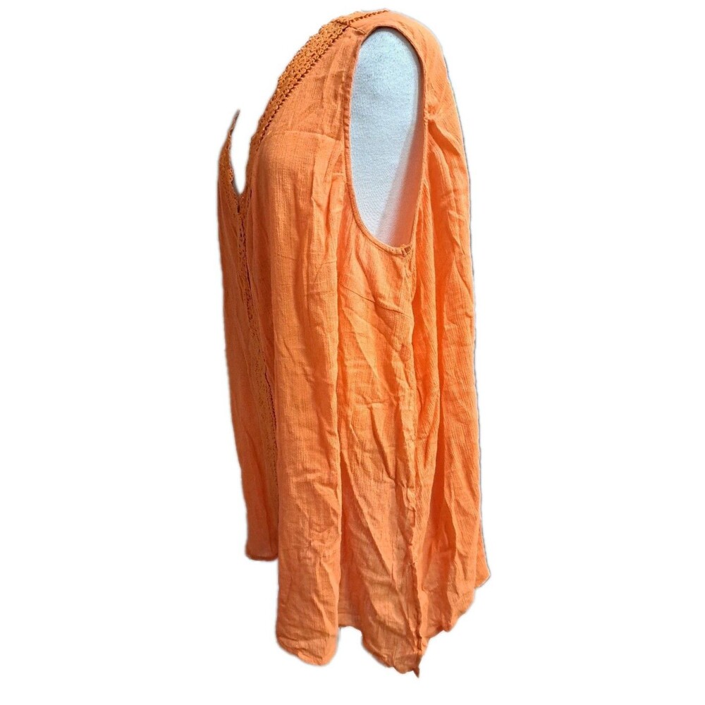 Catherines Tank Top Women's 4X Sleeveless Tunic Orange Embroidered Lightweight - Picture 3 of 7